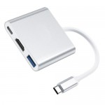 USB Type-C 3.1 Hub 3-in-1 USB C Adapter to USB3.0 HDMI 4K USB-C PD Charging Port